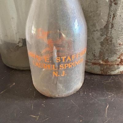 LOT 97: Vintage Milk Can & Bottles along w/1-Gallon Canning Jar