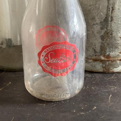 LOT 97: Vintage Milk Can & Bottles along w/1-Gallon Canning Jar