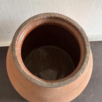 LOT 104: Antique Redware Slip Decorated Bowl & Vintage Crocks