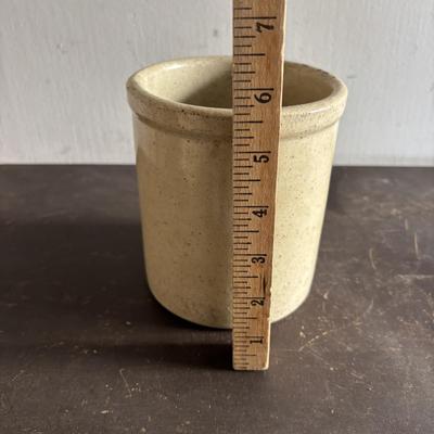 LOT 104: Antique Redware Slip Decorated Bowl & Vintage Crocks