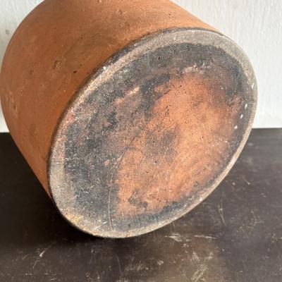 LOT 104: Antique Redware Slip Decorated Bowl & Vintage Crocks