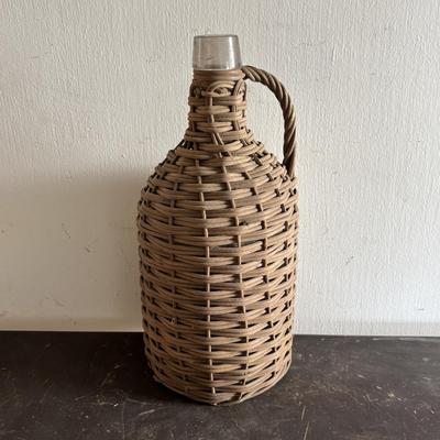 LOT 105: Vintage Handwoven Wicker Wrapped Jug & Wilen Wines of Philadelphia Embossed Bottles