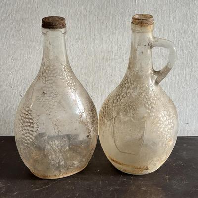 LOT 105: Vintage Handwoven Wicker Wrapped Jug & Wilen Wines of Philadelphia Embossed Bottles