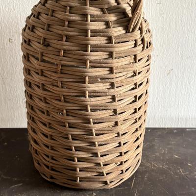 LOT 105: Vintage Handwoven Wicker Wrapped Jug & Wilen Wines of Philadelphia Embossed Bottles