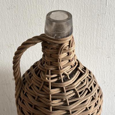 LOT 105: Vintage Handwoven Wicker Wrapped Jug & Wilen Wines of Philadelphia Embossed Bottles