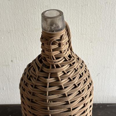 LOT 105: Vintage Handwoven Wicker Wrapped Jug & Wilen Wines of Philadelphia Embossed Bottles