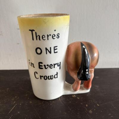 LOT 106: Vintage White House Apple Cider Vinegar Jars, Vintage Salt/Pepper Shakers, Donkey Planter & Cup