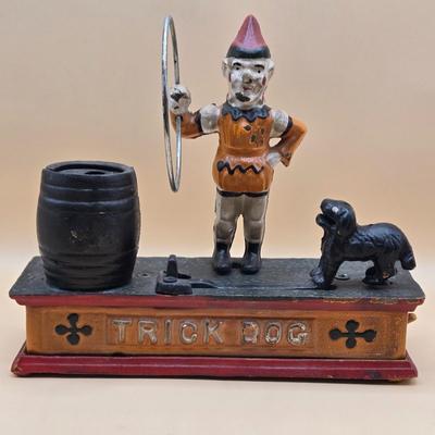 LOT 168: " Trick Dog" Cast Iron Mechanical Bank