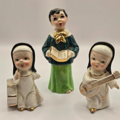 LOT 178: Vintage Nun Figures Made in Japan, Holland Mold Choir Boy, Ceramic Elf Babies on Furniture , MCM Pixie Elves, & Ceramic...
