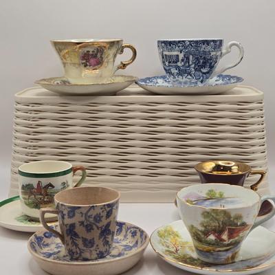 LOT 180: Vintage Teacups: Johnson Bros., Shelley, Lefton, Copeland Spode, Royal Sealy