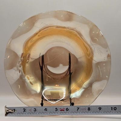 LOT 181: Depression & Carnival Glass Including Cup and Saucer, Clover Shaped Candy Dish, Plate & Bowls