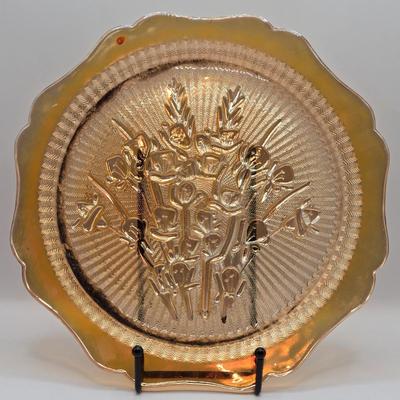 LOT 181: Depression & Carnival Glass Including Cup and Saucer, Clover Shaped Candy Dish, Plate & Bowls