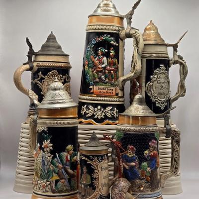 LOT 182: Beer Steins & Musical Beer Stein Made in Germany; Some are Numbered