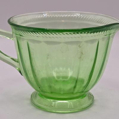 LOT 185: Vintage Uranium Glass Creamers, Sugar Bowl