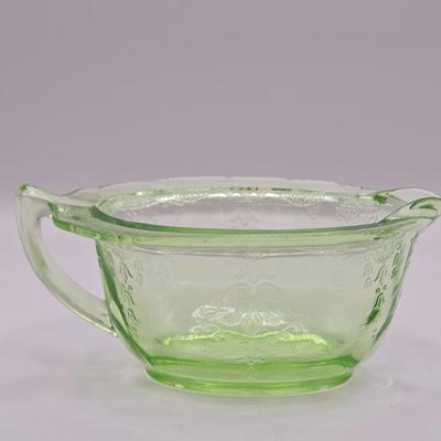 LOT 185: Vintage Uranium Glass Creamers, Sugar Bowl