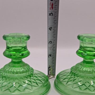 LOT 186: Vintage Uranium Candle Stick Holders