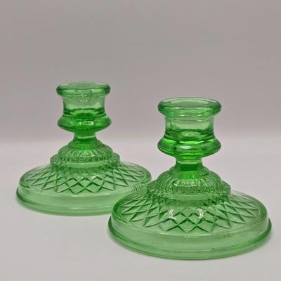 LOT 186: Vintage Uranium Candle Stick Holders