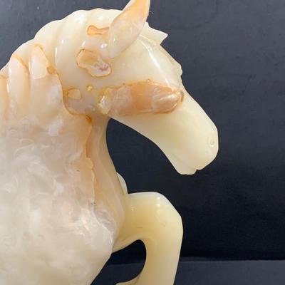 LOT 190: Vintage Marble/Polished Stone Prancing Horse Figure
