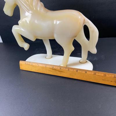 LOT 190: Vintage Marble/Polished Stone Prancing Horse Figure