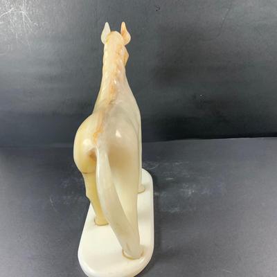 LOT 190: Vintage Marble/Polished Stone Prancing Horse Figure