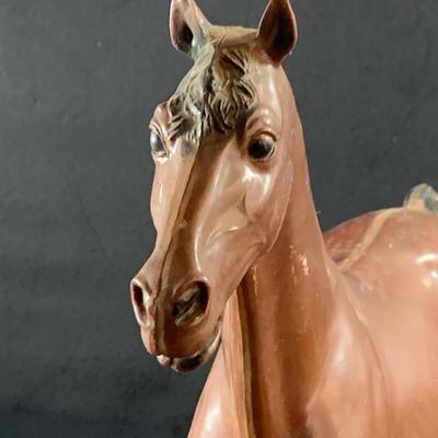 LOT 191: Just Horsing Around Collection Including Large Marx Toy Horse, Smaller Vintage Toy Horses, Ceramic Trinket Box with Horse Lid...