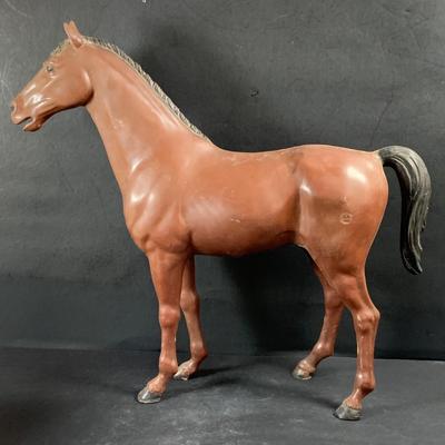 LOT 191: Just Horsing Around Collection Including Large Marx Toy Horse, Smaller Vintage Toy Horses, Ceramic Trinket Box with Horse Lid...