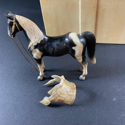 LOT 191: Just Horsing Around Collection Including Large Marx Toy Horse, Smaller Vintage Toy Horses, Ceramic Trinket Box with Horse Lid...