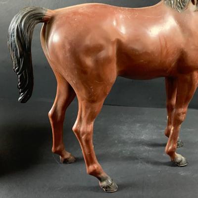 LOT 191: Just Horsing Around Collection Including Large Marx Toy Horse, Smaller Vintage Toy Horses, Ceramic Trinket Box with Horse Lid...