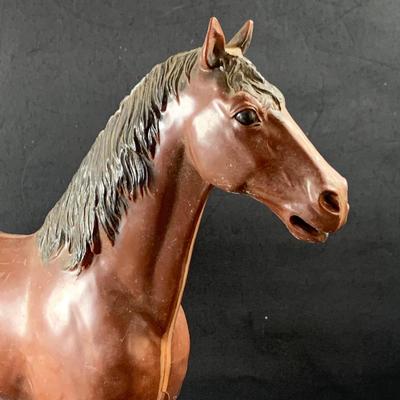 LOT 191: Just Horsing Around Collection Including Large Marx Toy Horse, Smaller Vintage Toy Horses, Ceramic Trinket Box with Horse Lid...