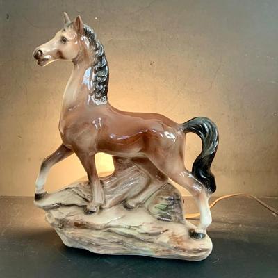 LOT 192: Vintage / Mid Centry Ceramic Horse Lamp