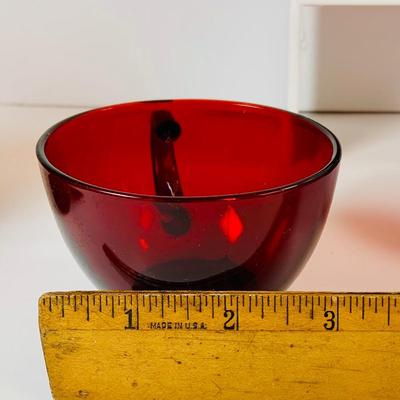 LOT 193: Beautiful Hand Painted Cranberry Glass Tumblers, Cranberry Glass Cups and Plate