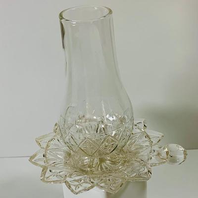 LOT 194: Uranimum Glass Salt and Pepper Shakers, Daisy and Button Vaseline Glass Slipper, Uranium Glass Covered Candy Dish with Painted...