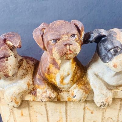 LOT 196: Cast Iron Bulldog Puppies Door Stop by M. Rosenstein 1932