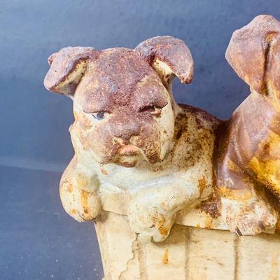 LOT 196: Cast Iron Bulldog Puppies Door Stop by M. Rosenstein 1932