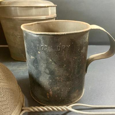 LOT 198: Primitive Kitchen Collection Including a Cast Iron Flat Griddle, Figidare Metal Icecube Tray, Tin Pudding Mold and Much More