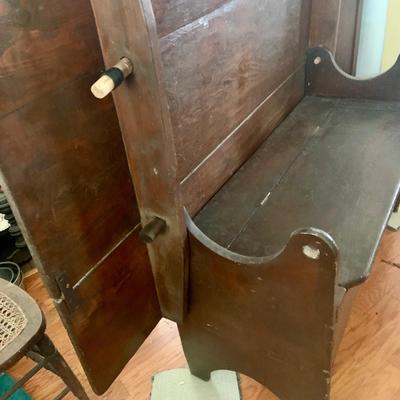 LOT 205: Early 19th Century Hutch Table with Seatbox