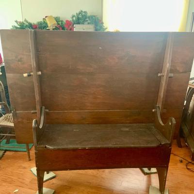 LOT 205: Early 19th Century Hutch Table with Seatbox
