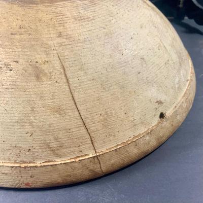 LOT 206: Vintage Jadeite Salt, Pepper, Sugar and Flour Shakers, Spice Tins, Large Wood Bread Bowl and Rolling PIn