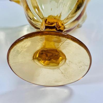 LOT 211: Beautiful Collection of Art Glass Including Large White Sniftner Goblet Made in Italy, Green Vase and Ruffled Top Amber Vase