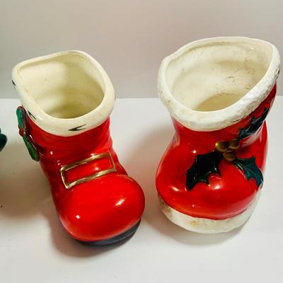 LOT 212: Large Assortment of Vintage Holiday Decorations Including an Holland Mold Plate, Atlantic Mold Tree, Lefton Boot, and Much More