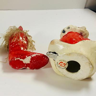 LOT 212: Large Assortment of Vintage Holiday Decorations Including an Holland Mold Plate, Atlantic Mold Tree, Lefton Boot, and Much More