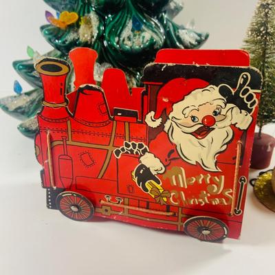 LOT 212: Large Assortment of Vintage Holiday Decorations Including an Holland Mold Plate, Atlantic Mold Tree, Lefton Boot, and Much More