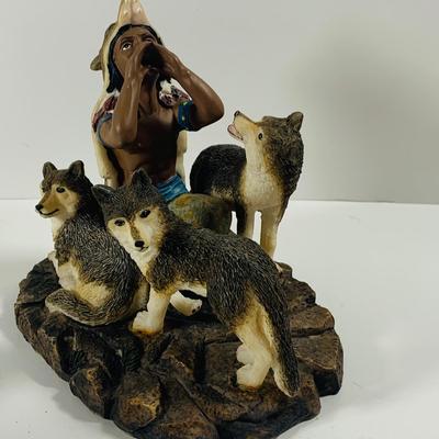 LOT 214: Southwesten Inspired Lot of Figurines Including Tom Clark Native American Statues, Wolf and Horse Figurines