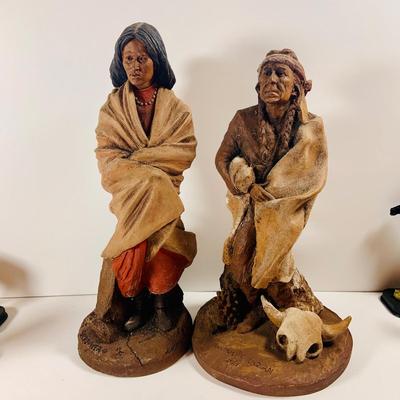 LOT 214: Southwesten Inspired Lot of Figurines Including Tom Clark Native American Statues, Wolf and Horse Figurines