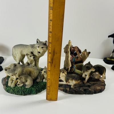 LOT 214: Southwesten Inspired Lot of Figurines Including Tom Clark Native American Statues, Wolf and Horse Figurines