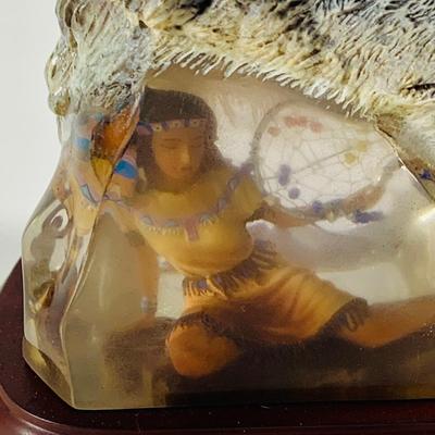 LOT 215: Beautiful Wolf Figurines- Bradford Exchange Number "Guardian Spirit" and Lenox 1991 "Keeping Warm"