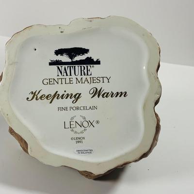 LOT 215: Beautiful Wolf Figurines- Bradford Exchange Number "Guardian Spirit" and Lenox 1991 "Keeping Warm"