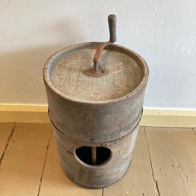 LOT 249: Antique Barrel Butter Churn with Stand