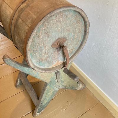 LOT 249: Antique Barrel Butter Churn with Stand