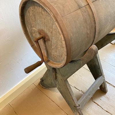 LOT 249: Antique Barrel Butter Churn with Stand
